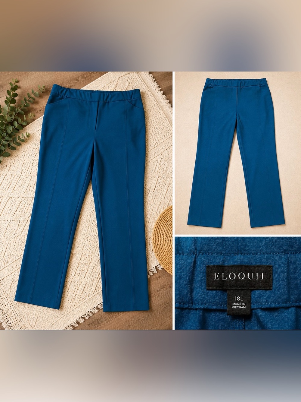 Eloquii Deep Teal Ponte Straight-Leg Pants